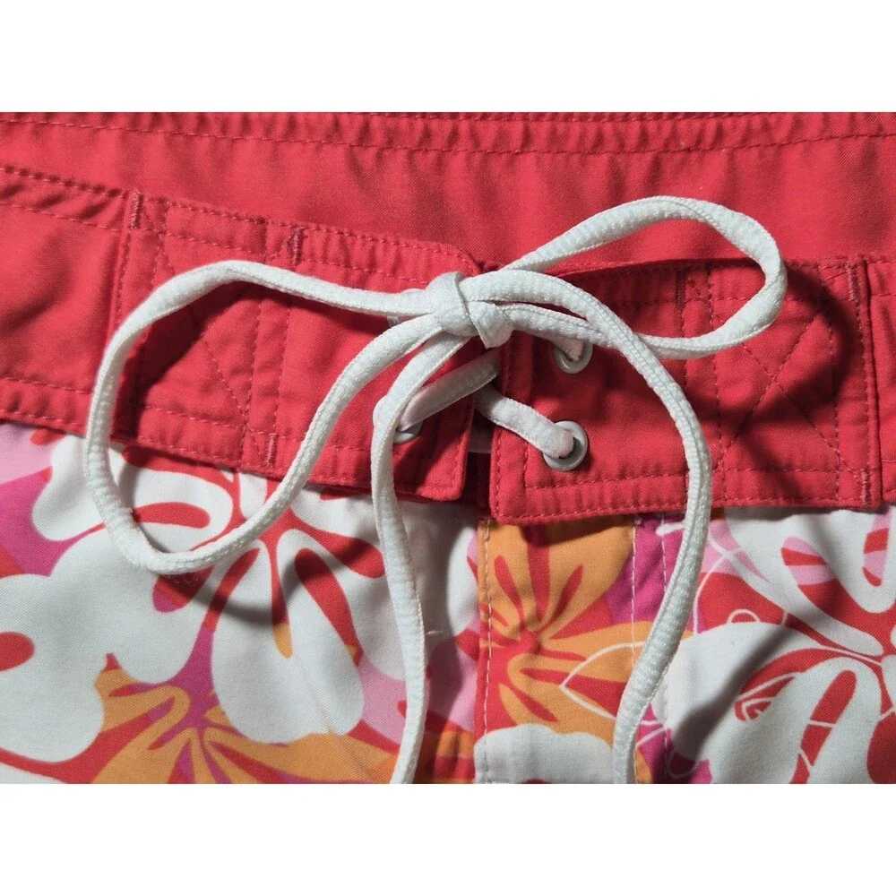 Tommy Hilfiger Womens Size L Swim Board Shorts Tropical Floral Orange Pink Aloha